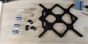 Lay out the parts for the Y axis carriage as per the Prusa manual.