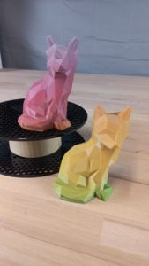 3d printing low poly fox rainbow filament