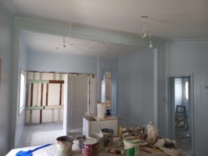 lounge room renovation new paint light blue